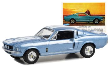 GREEN39130-C - 1967 FORD Mustang Shelby GT500 azul de la serie VINTAGE AD CARS en blister