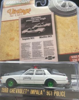 GREEN39130-EVERT - CHEVROLET Impala 9C1 Police 1980 llantas verdes en blister de la serie VINTAGE AD CARS