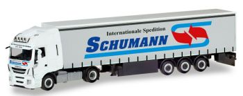 HER310048 - IVECO Stralis XP 4x2 con remolque de lona SCHUMANN Spedition de 3 ejes