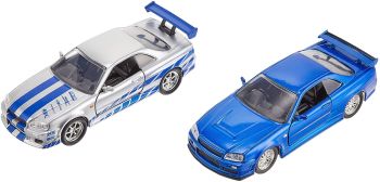 JAD31980 - Pack 2 NISSAN GTR R34 azul y gris Fast and Furious