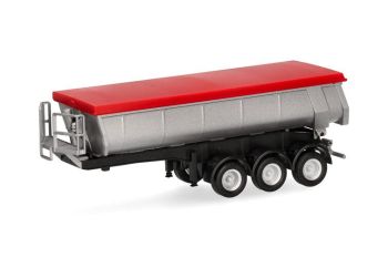 HER076906-002 - Volquete térmico de 3 ejes plateado con lona roja