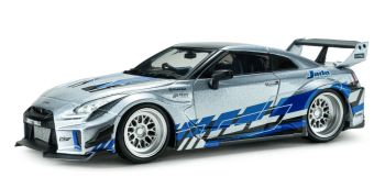 SOL4311211 - Nissan GT-R Liberty Walk Plateado con Franjas Azules de 2020