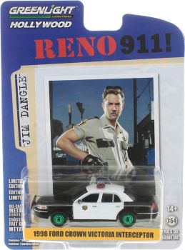 GREEN44980-B_VERT - FORD Crown Victoria Interceptor 1998 con ruedas verdes de la película RENO 911 ! bajo blister