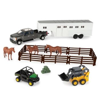 ERT47247 - Set de vehículos agrícolas JOHN DEERE con 3 caballos.