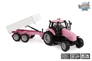 KID510241 - Tractor rosa con remolque