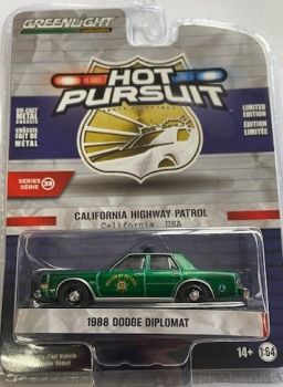 GREEN42970-CVERT - DODGE Diplomat 1988 Green Patrol of Califonia HOT PURSUIT serie 39 en blister