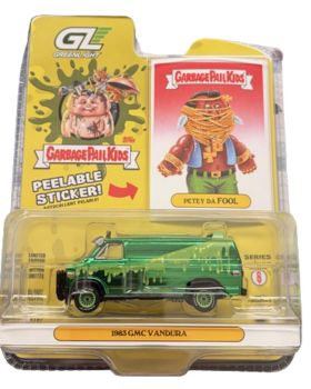 GREEN54120-A-VERT - GMC Vandura verde de 1983 - Petey Da Fool de la serie Garbage Pail Kids, todavía en su embalaje original.