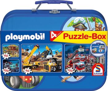 SCM55599 - 4 Puzzles PLAYMOBIL Box 60 y 100 Piezas azul