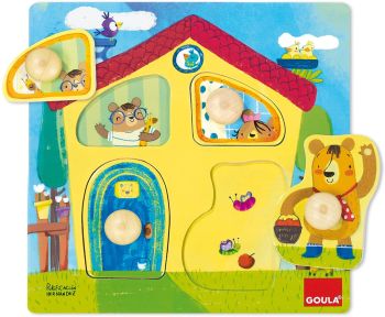 GOA53461 - Puzzle de madera de 4 piezas La casa de la familia del oso