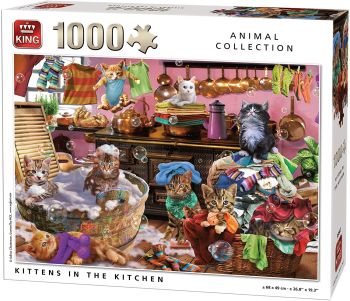 KING55847 - Puzzle de 1000 piezas Gatitos en la cocina