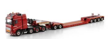 WSI6073370 - VOLVO FH5 Globetrotter XL 8x4 con plataforma de carga baja NOOTEBOOM de 2+4 ejes (línea roja)