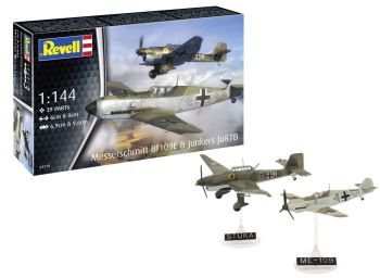 REV63770 - MODEL SET - 2 aviones militares MESSERSCHMITT Bf109E y Junkers para montar con pintura