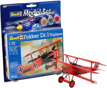 REV64116 - Maqueta set Fokker DR.1 Triplano con pintura para montar