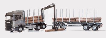 EMEK70683 - SCANIA R730 6x4 gris con Dolly y remolque de 2 ejes de transporte de madera