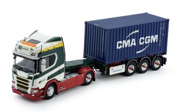 TEK72278 - SCANIA R 4x2 con portacontenedores de 3 ejes ROBY SCHMIDT y contenedor CMA CGM