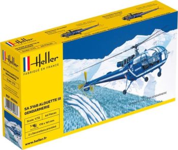 HEL80286 - Helicóptero gendarmería ALOUETTE III SA 316 para montar y pintar
