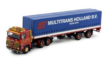 TEK81886 - SCANIA 140 6x4 mit 2-achsigem, planenbedecktem Anhänger FONTEIJN
