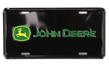 97058-DEERE - Letrero metálico negro con el logotipo de JOHN DEERE - 15x30 cm