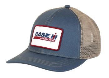 A2938-GV-OSF - Gorra azul con el logotipo de CASE IH y parte trasera de malla color marfil.