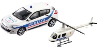 MDM57007C - Policía RENAULT Megane con helicóptero (helicóptero a escala aleatoria)