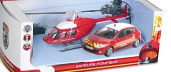 MDM57007B - Bombero RENAULT Megane con helicóptero (helicóptero a escala aleatoria)
