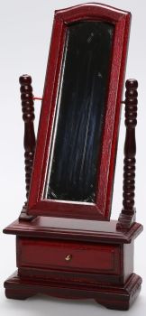 AKI0183 - Espejo de dormitorio en miniatura para casa de muñecas; dimensión L5.9 x D2.7 x H13.5 cm