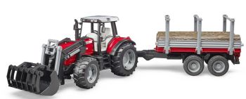 BRU2046 - MASSEY FERGUSON 7480 con cargador de leña y remolque
