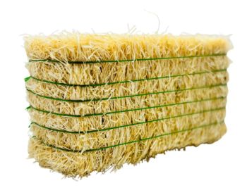CW0275 - Paca de paja cuadrada con cordel verde - 7,8 x 3,7 x 2,8 cm