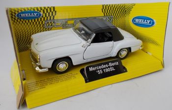 WEL701204BLA - MERCEDES BENZ 190sl 1955 descapotable cerrado modelo fricción blanco