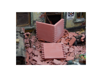 JUW23317 - Conjunto de 6 segmentos de pared de ladrillo rojo