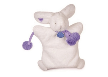 DC2742BVIO - Marioneta Conejo Pompón Blanco y Morado 25 cm