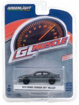 GREEN13290-D - DODGE Charger SRT Hellcat 2018 gris metalizado GL Muscle Series vendido en blister