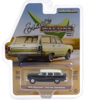 GREEN36010-A - CHEVROLET Two-Ten Townsman station wagon 1955 negro techo blanco serie Estate Wagons vendido en blister