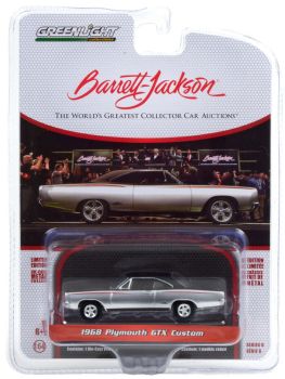 GREEN37220-A - PLYMOUTH GTX Custom 1968 gris y negro Barrett Jackson vendido en blister