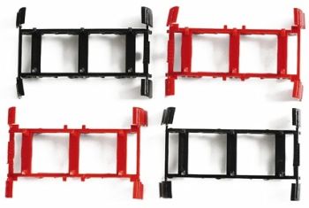 HER052313 - 4 soportes de eje de remolque 3 ejes 2 rojos y 2 negros