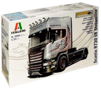 ITA3906 - SCANIA R730 Streamline V8 4x2 Silver Griffin modelo para montar y pintar