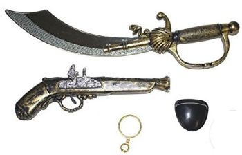 LPE50338 - Kit pirata con sable; bucanero y accesorios