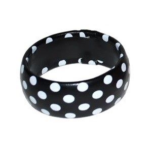 LPE53646N - Pulsera negra con lunares blancos - Niños