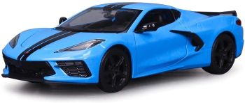 MST31527B - 2020 CHEVROLET Corvette Stingray cupé Z51 azul con rayas negras