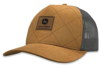 MC13083322CB - Gorra acolchada marrón John Deere con malla gris en la parte trasera