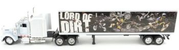NEW15334USS - KENWORTH W900 blanco con semi 2 ejes Lord of Dirt