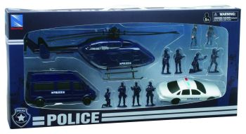 NEW63345 - Set de Policía con Coches Helicópteros y Figuras a Escala Aleatoria