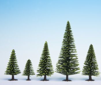 NOC26926 - Set de 5 árboles de navidad verde claro de 5 a 9cm de altura