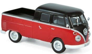 NOREV840218 - VOLKSWAGEN T1 pick-up doble cabina 1961 rojo y negro