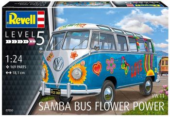 REV07050 - VOLKSWAGEN T1 Samba Bus Flower Power maqueta para montar y pintar