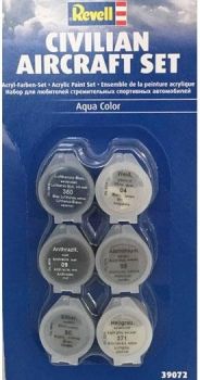 REV39072 - Set de pintura acrílica para aviones civiles 6 colores tarro de 5ml
