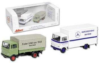 SCH22541 - 2 camiones MERCEDES 4X2 1 lona Erster LKW y carrocería de servicio Mercedes Benz rígida