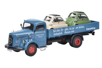 SCH3048 - Bandeja MERCEDES BENZ L6600 con 2 coches BMW ISETTA