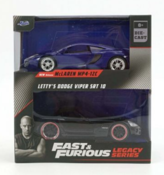 JAD35694 - TWIN PACK - McLAREN MP4 12C azul y DODGE Viper SRT negro FAST and FURIOUS