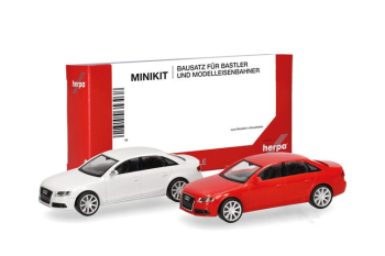 HER014144 - AUDI A4 Limo blanco y rojo - 2 piezas para montar